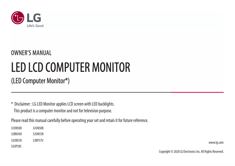 Image de la première page du manuel de l'appareil 32BN50U