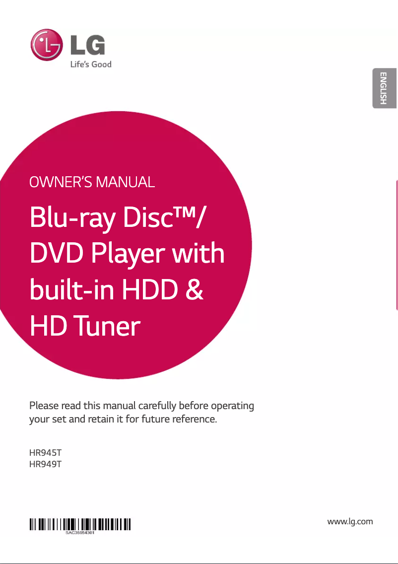 Page n°1 - Manuel utilisateur LG HR949T