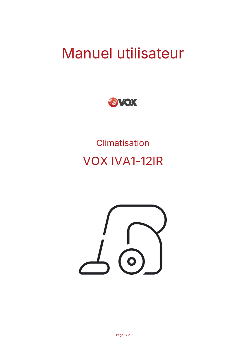 Page n°1 - Manuel utilisateur VOX IVA1-12IR