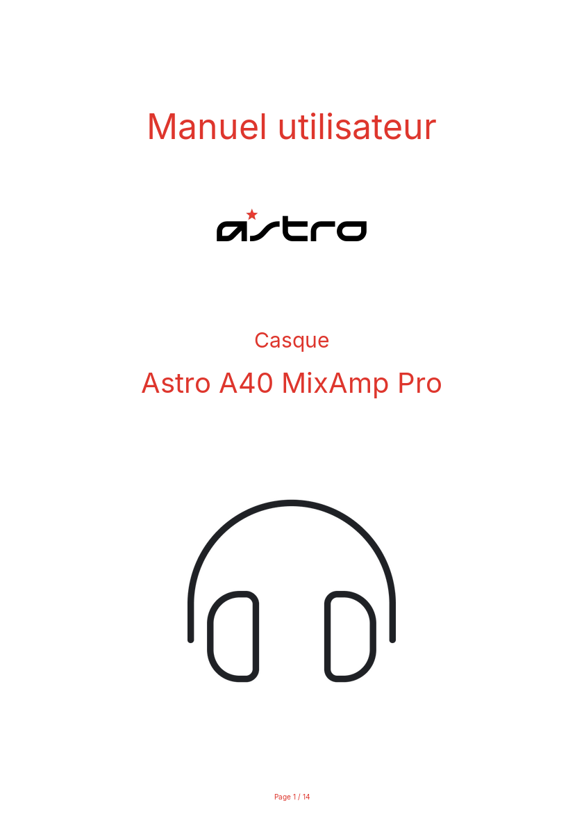 Page n°1 - Manuel utilisateur Astro A40 MixAmp Pro