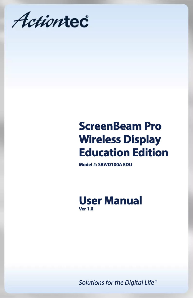Image de la première page du manuel de l'appareil ScreenBeam Pro Education Edition