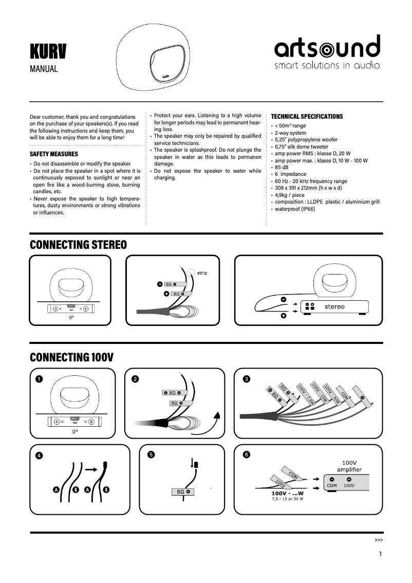 Page n°1 - Manuel utilisateur Artsound KURV