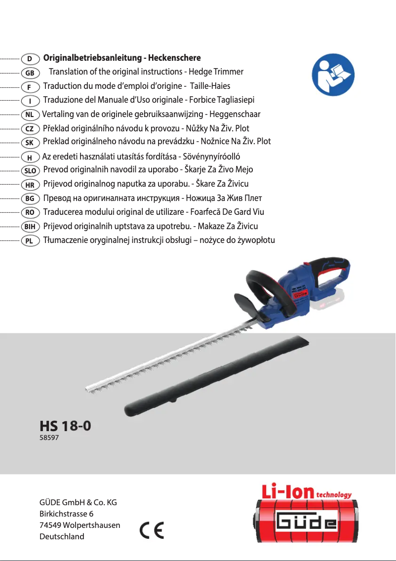 Page n°1 - Manuel utilisateur Güde HS 18-201-05