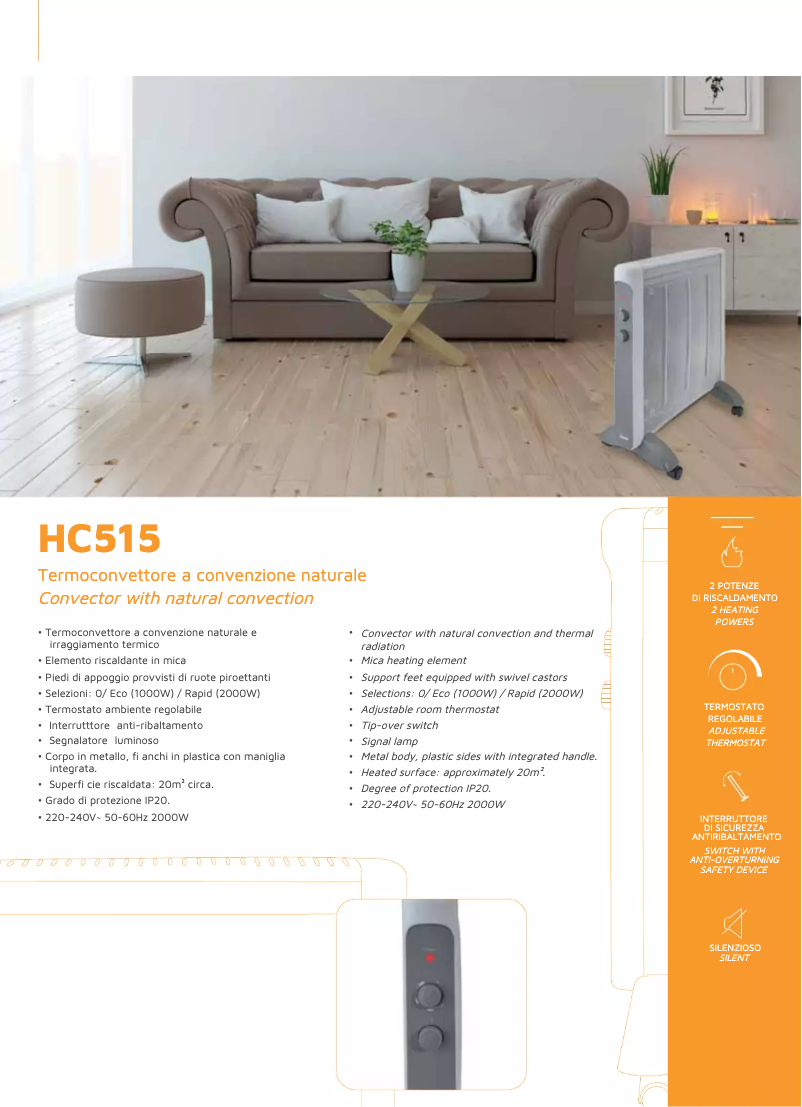 Page 1 de la notice Fiche technique Bimar HC515