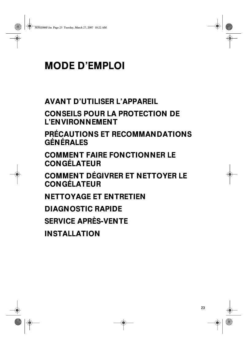 Page 1 de la notice Manuel utilisateur Whirlpool AFG 8060/1/IX