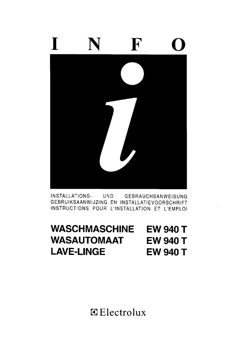 Page 1 de la notice Manuel utilisateur Electrolux EW940T