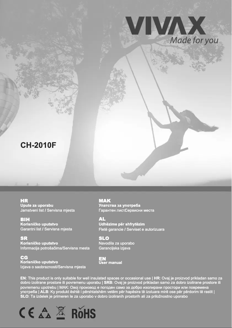 Page 1 de la notice Manuel utilisateur Vivax CH-2010F