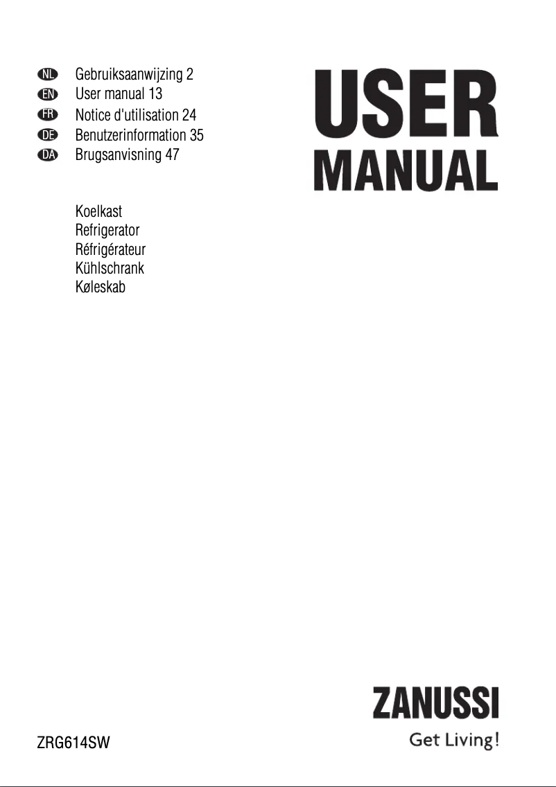 Image de la première page du manuel de l'appareil ZRG614SW