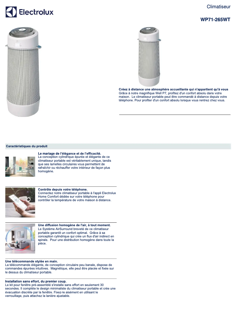 Image de la première page du manuel de l'appareil WP71-265WT