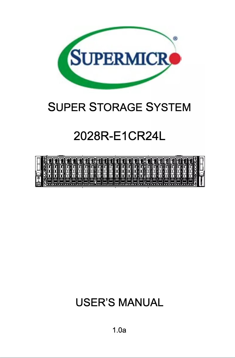 Page 1 de la notice Manuel utilisateur Supermicro SuperServer 2028R-E1CR24L