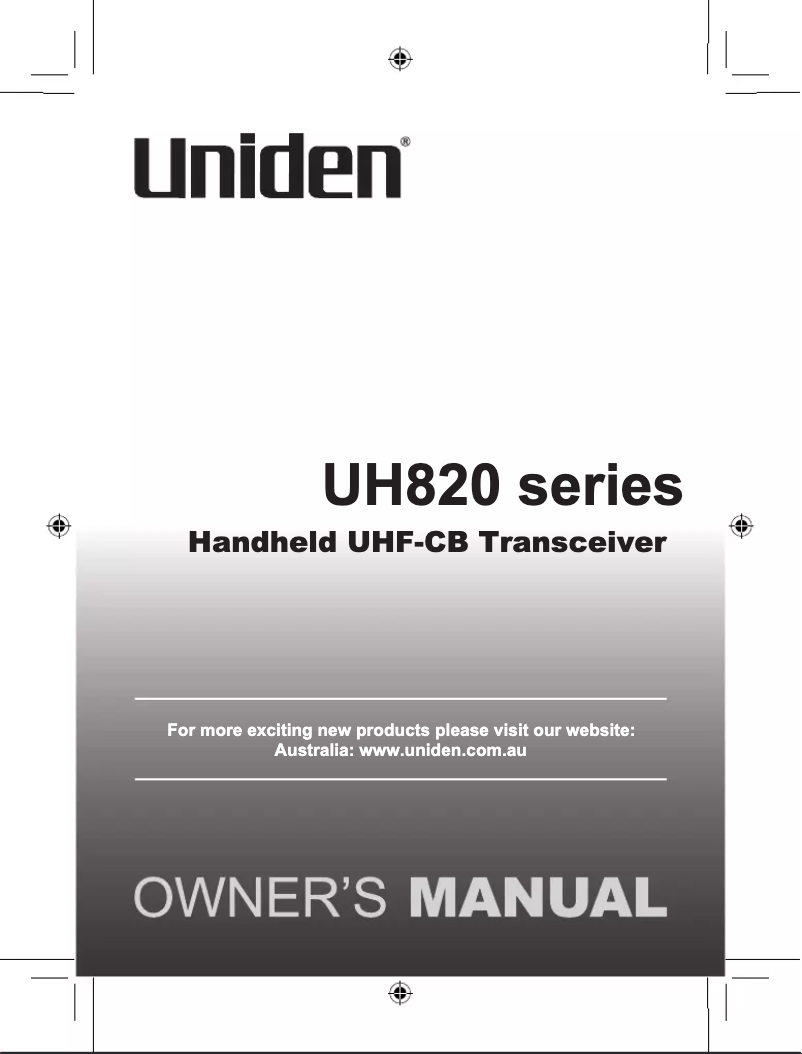Page 1 de la notice Manuel utilisateur Uniden UH820