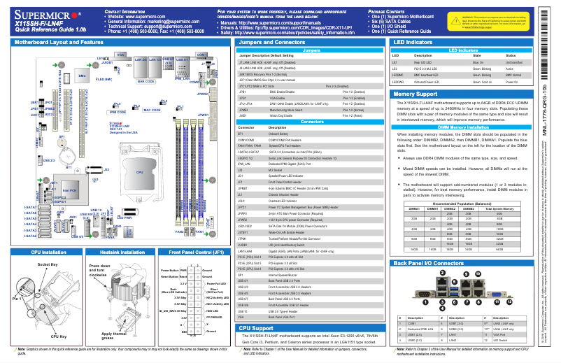 Image de la première page du manuel de l'appareil X11SSH-F