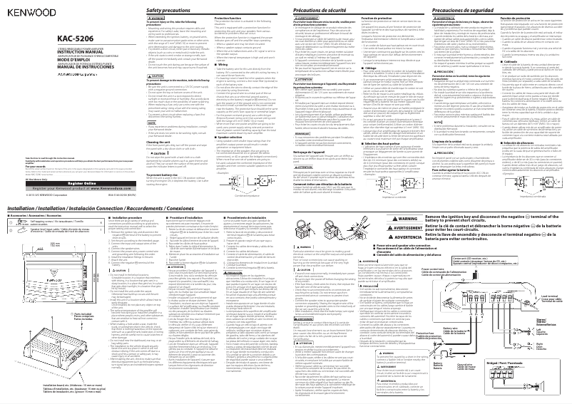 Page 1 de la notice Manuel utilisateur Kenwood KAC-5206