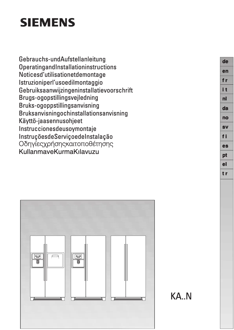 Page n°1 - Manuel utilisateur Siemens KA60NA40
