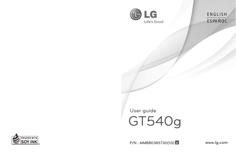 Page 1 de la notice Manuel utilisateur LG GT540G