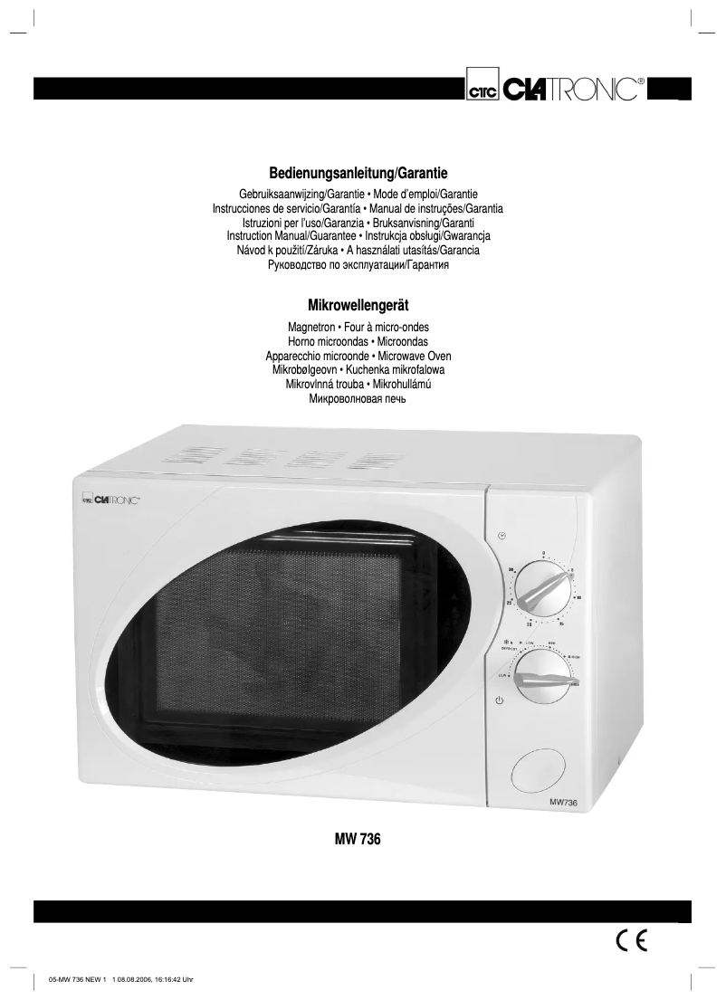 Page n°1 - Manuel utilisateur Clatronic MW 736