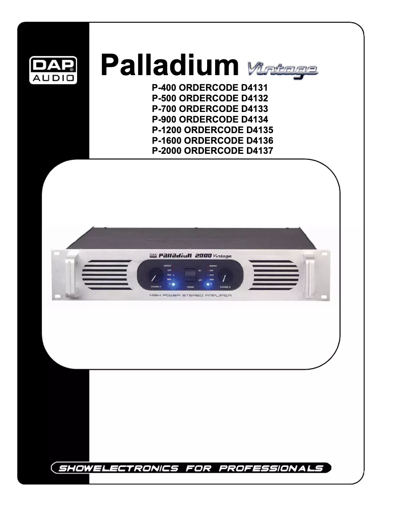 Page n°1 - Manuel utilisateur DAP-Audio Palladium Vintage P-2000
