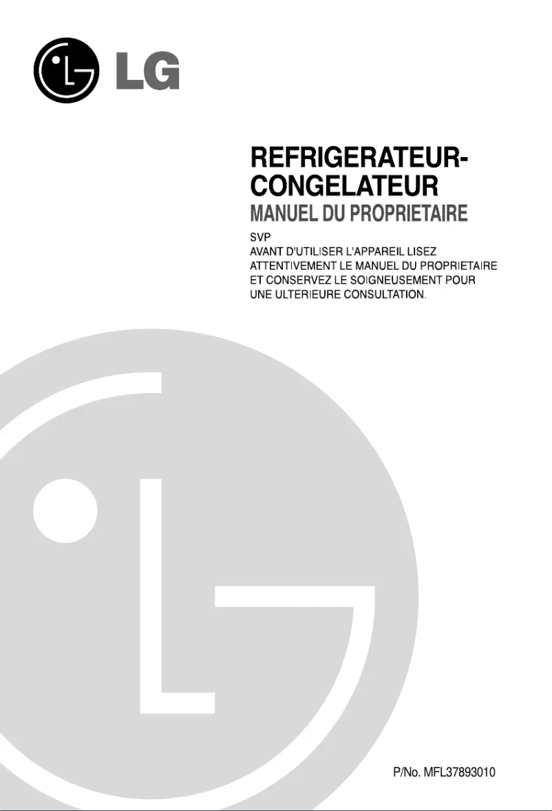 Page n°1 - Manuel utilisateur LG GR-B652YC