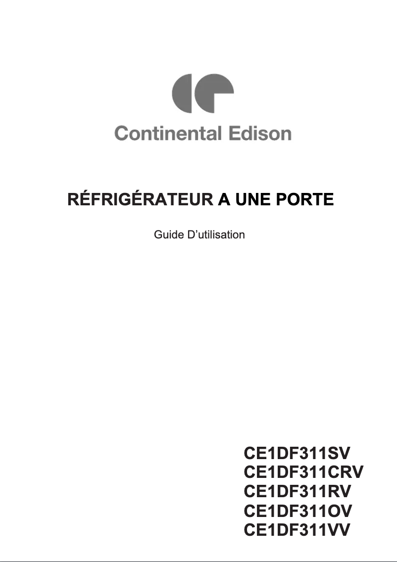 Image de la première page du manuel de l'appareil CE1DF311RV