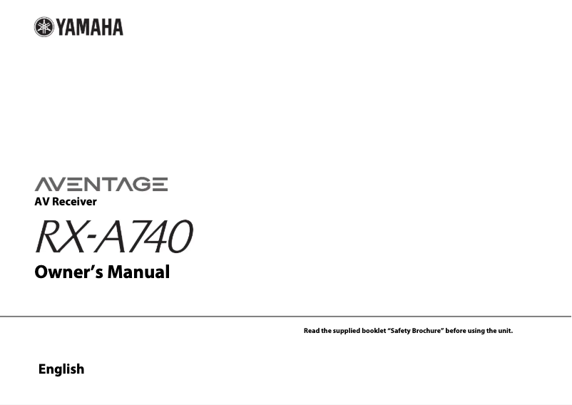 Page n°1 - Manuel utilisateur Yamaha Aventage RX-A740