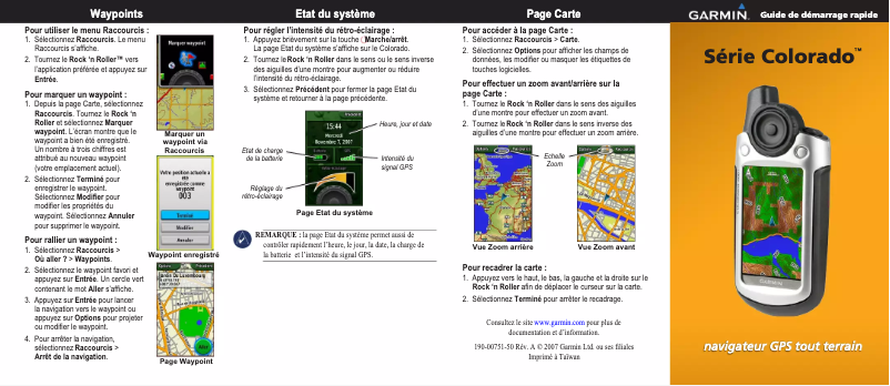 Page 1 de la notice Manuel utilisateur Garmin Colorado 400c