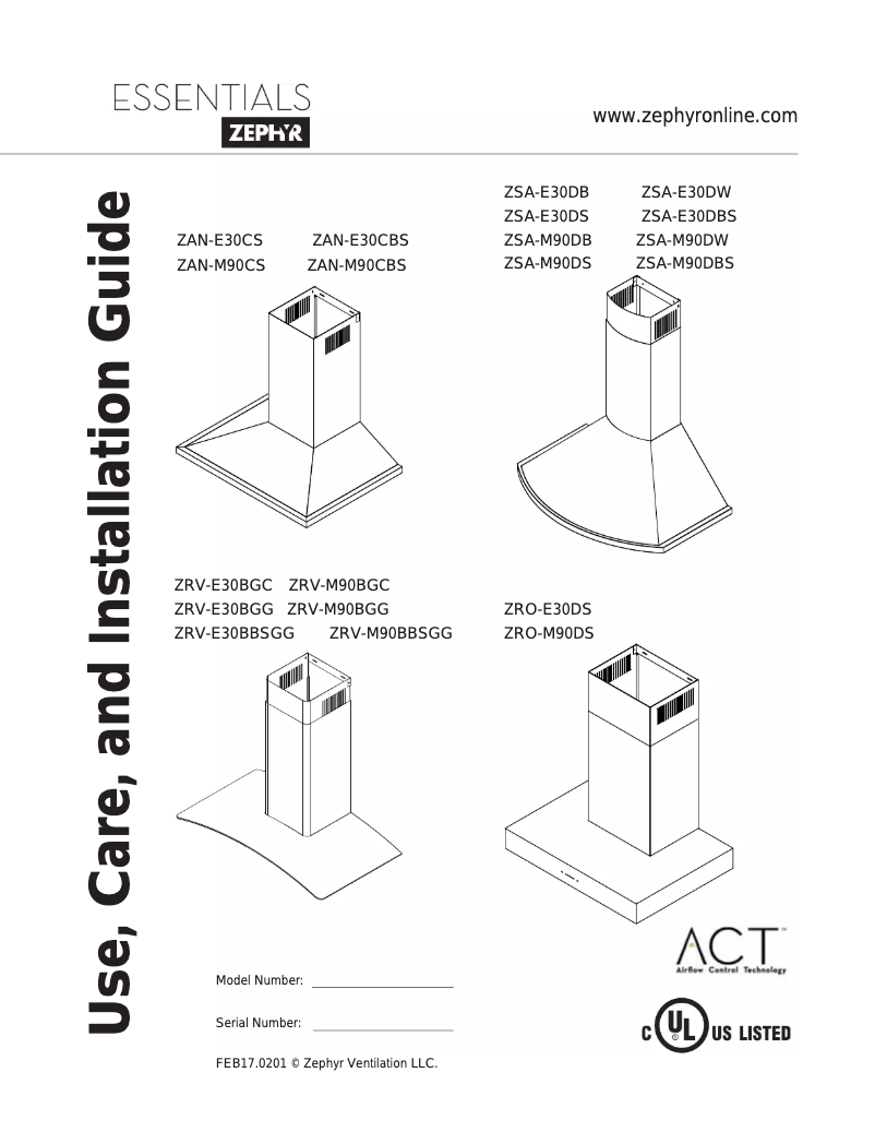 Página 1 del manual Manual de uso y mantenimiento Zephyr ZRVE30BGG