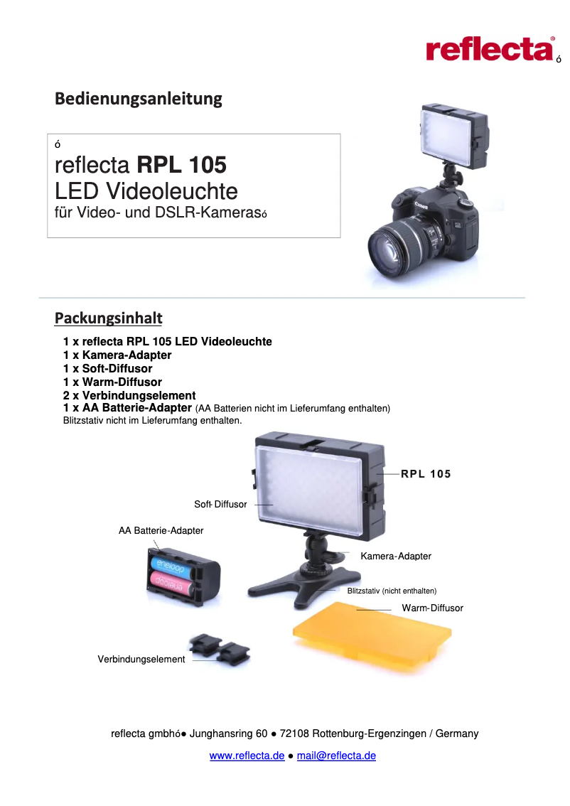 Image de la première page du manuel de l'appareil RPL 105
