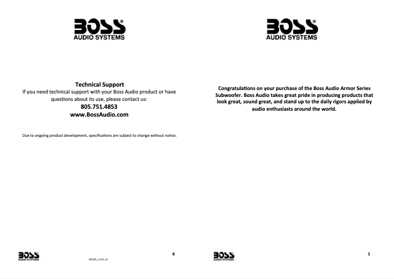 Page 1 de la notice Manuel utilisateur Boss Armor AR10D