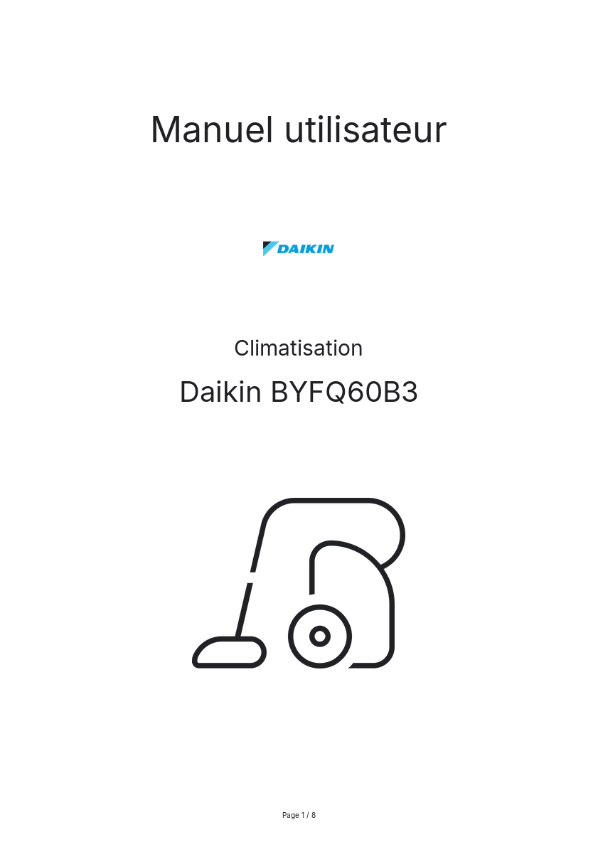 Page n°1 - Manuel utilisateur Daikin BYFQ60B3