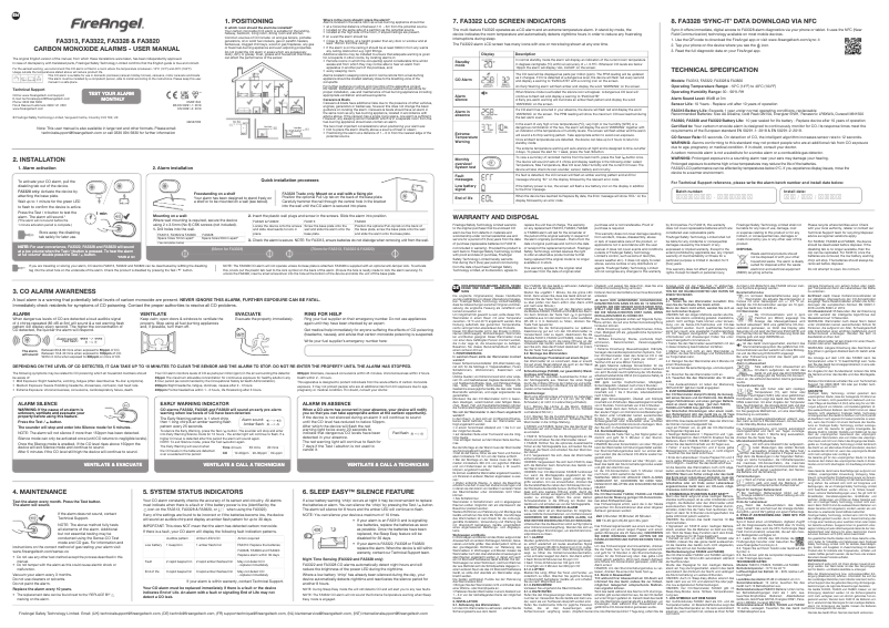 Page 1 de la notice Manuel utilisateur FireAngel FA3313