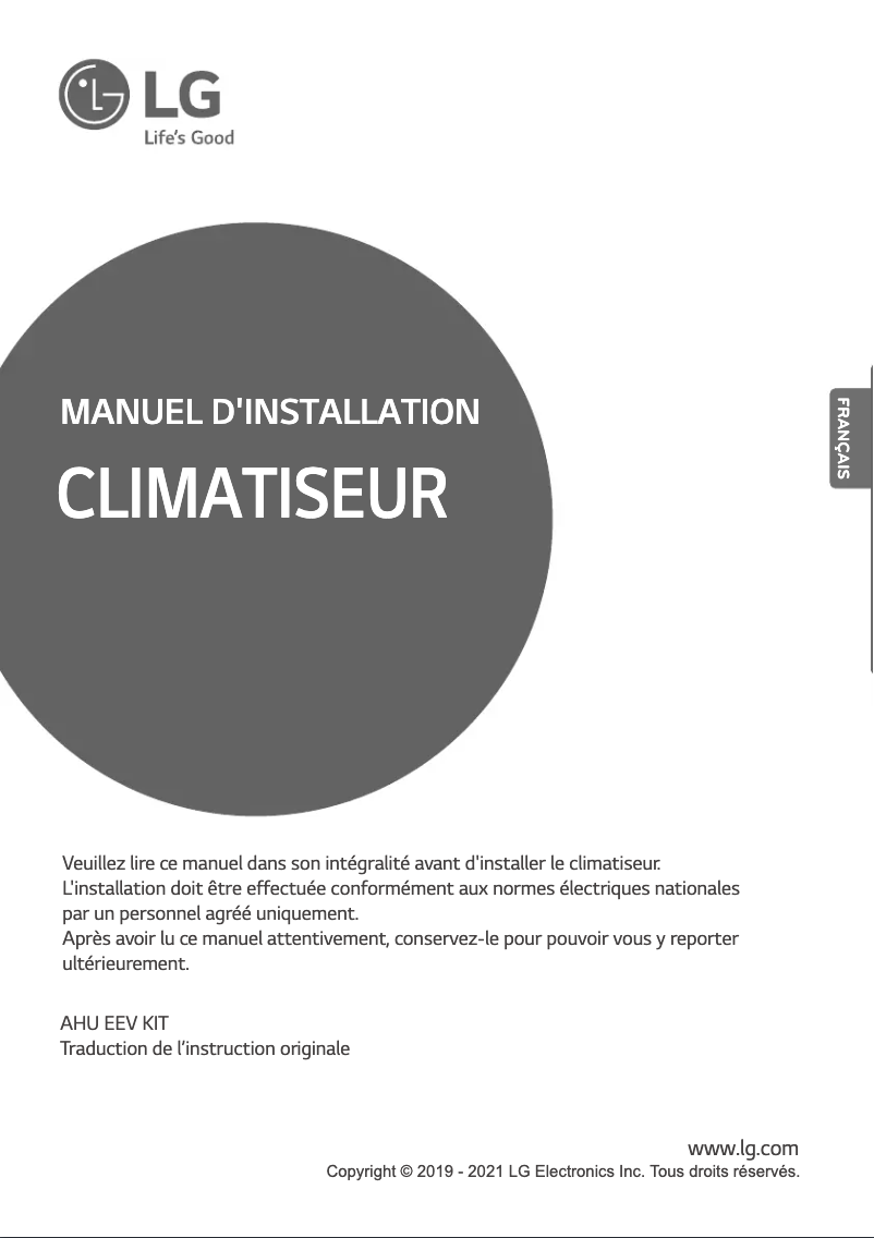 Page 1 de la notice Manuel utilisateur LG PRLK048A0