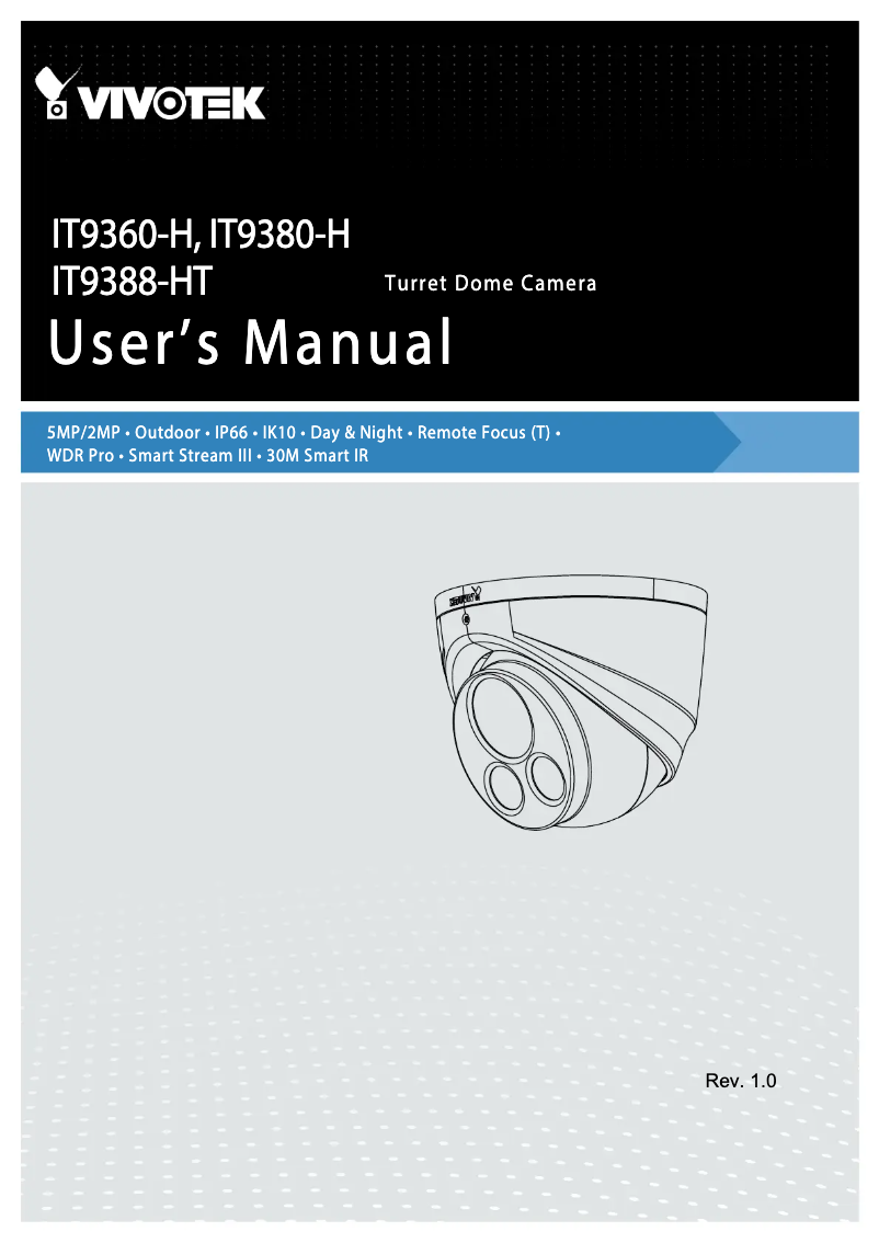 Page 1 de la notice Manuel utilisateur Vivotek IT9360-H