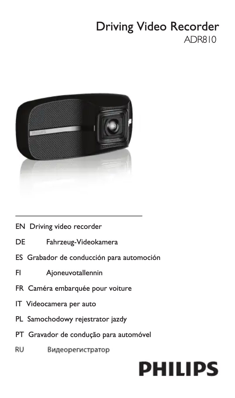 Image de la première page du manuel de l'appareil ADR810