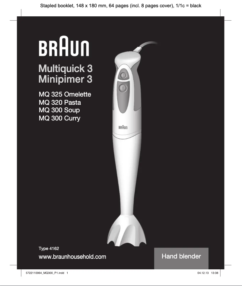 Page 1 de la notice Manuel utilisateur Braun Multiquick 3 MQ325