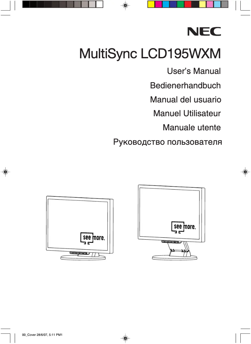 Page 1 de la notice Manuel utilisateur NEC MultiSync LCD195WXM