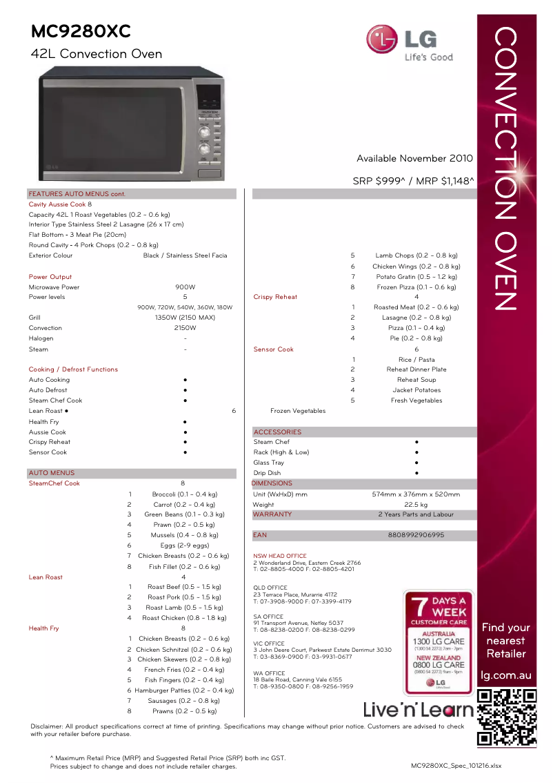 Image de la première page du manuel de l'appareil MC9280XC1