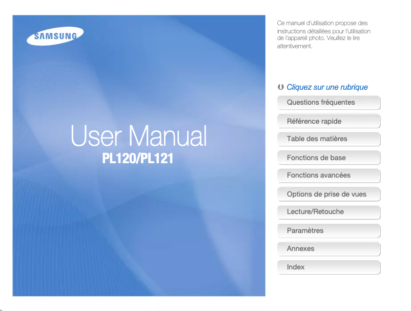 Page 1 de la notice Manuel utilisateur Samsung PL20