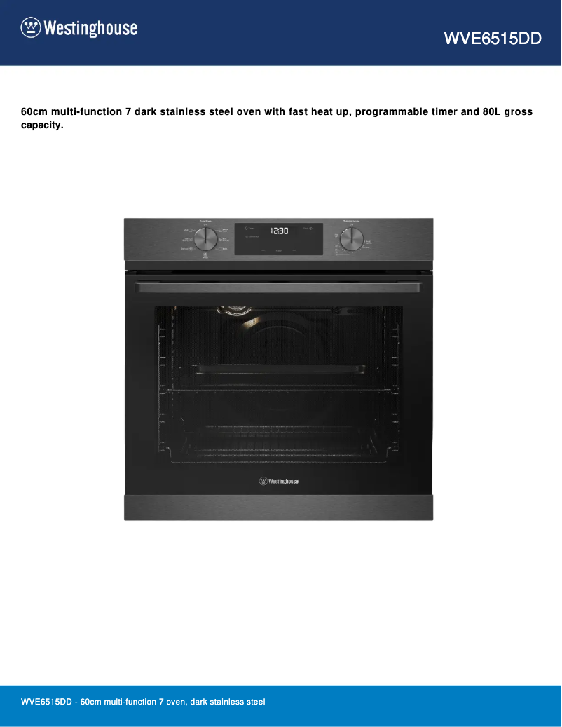 Page 1 de la notice Fiche technique Westinghouse WVE6515DD