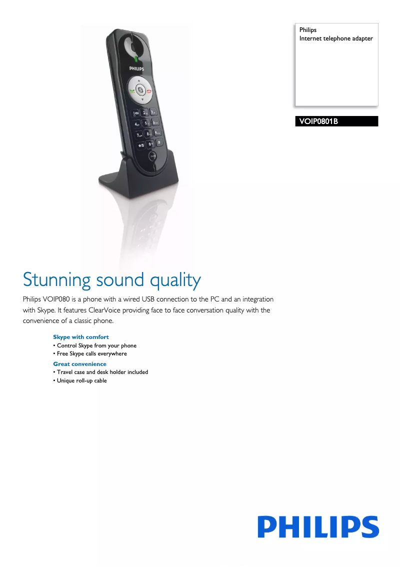 Página 1 del manual Folleto Philips VOIP0801B