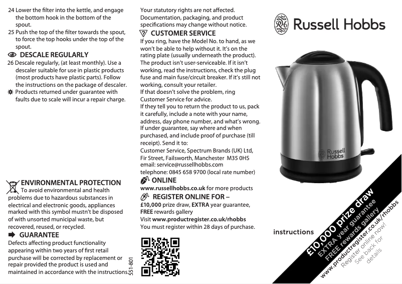 Page 1 de la notice Manuel utilisateur Russell Hobbs 20070