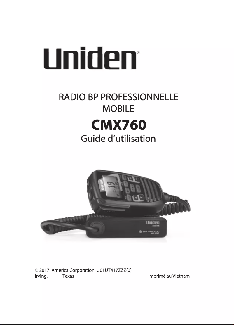Page 1 de la notice Manuel utilisateur Uniden CMX760