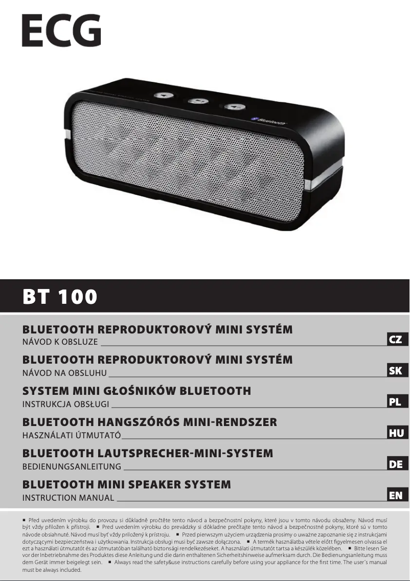 Página 1 del manual Manual de usuario ECG BT 100