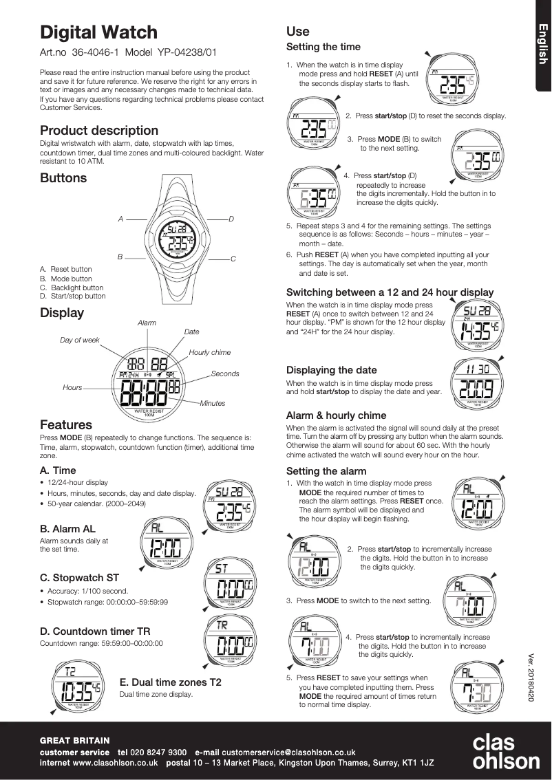 Image de la première page du manuel de l'appareil YP-04238/01