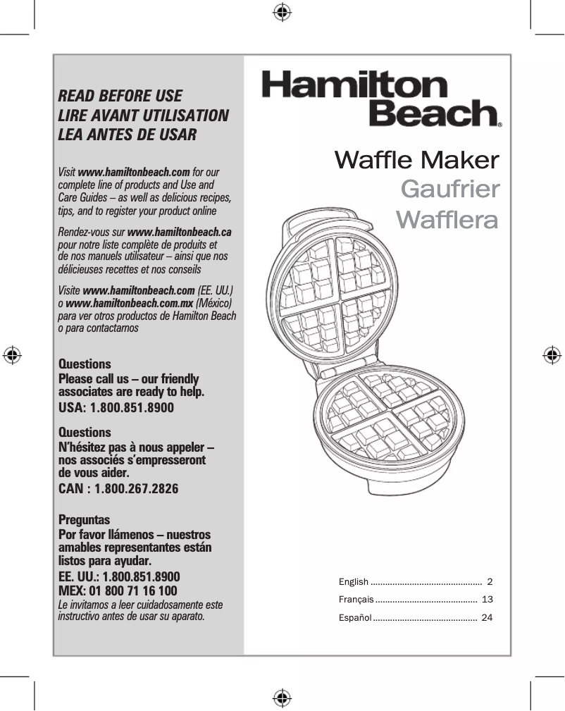 Page 1 de la notice Manuel utilisateur Hamilton Beach 26071