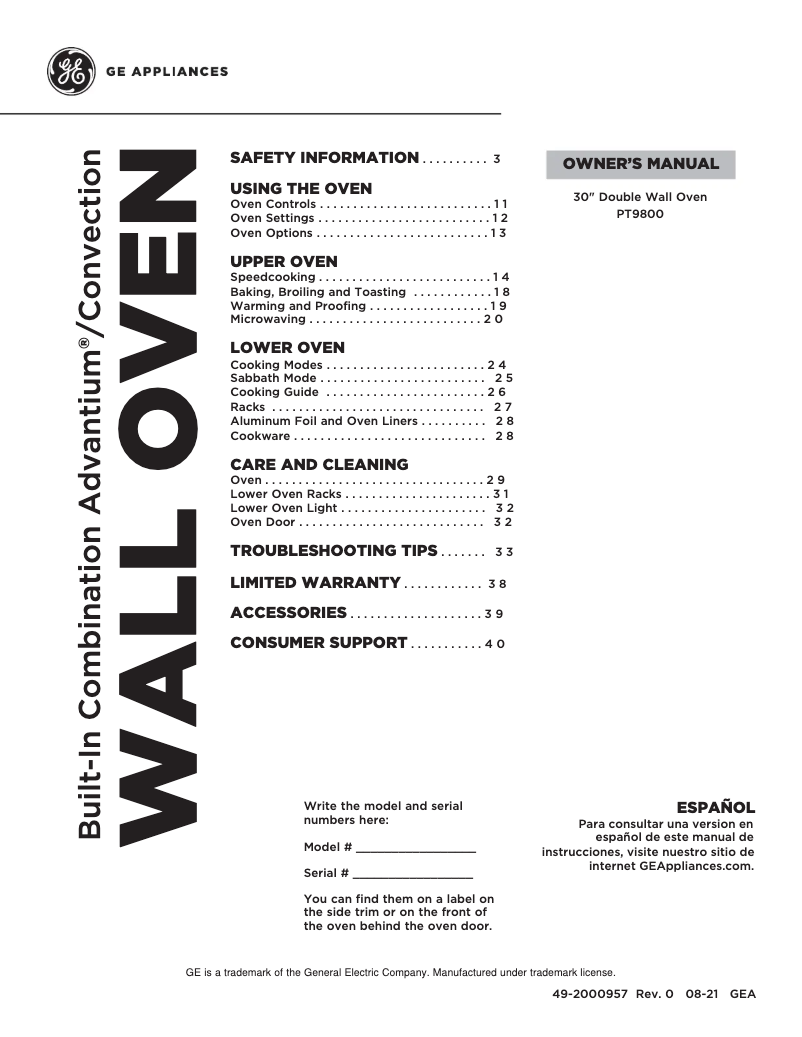 Page 1 de la notice Manuel utilisateur GE Profile PT9800SHSS