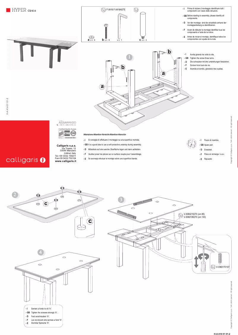 Página 1 del manual Manual de usuario Calligaris .com HYPER