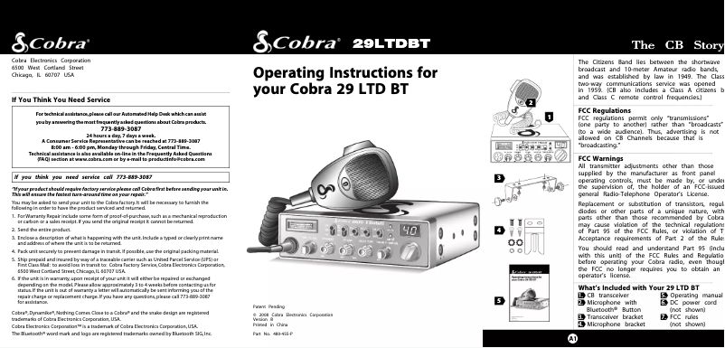 Page 1 de la notice Manuel utilisateur Cobra 29 LTD BT