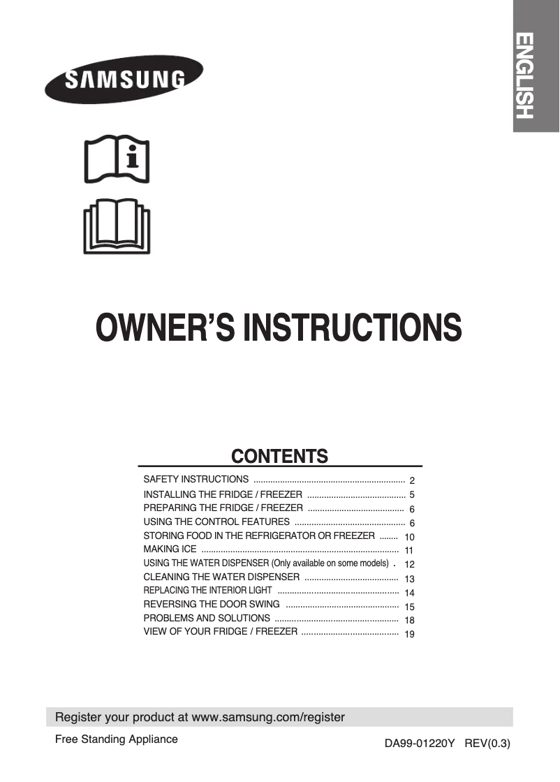 Page 1 de la notice Manuel utilisateur Samsung RL41HCIH