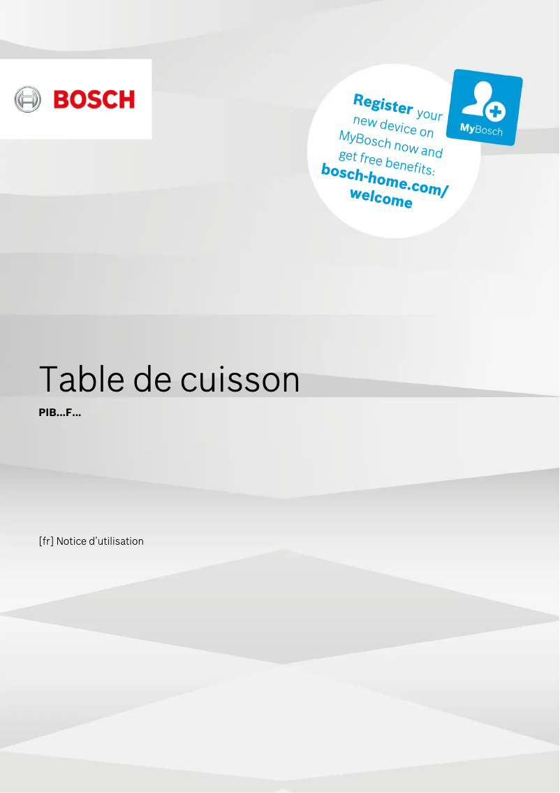 Page 1 de la notice Manuel utilisateur Bosch PIB375FB1E