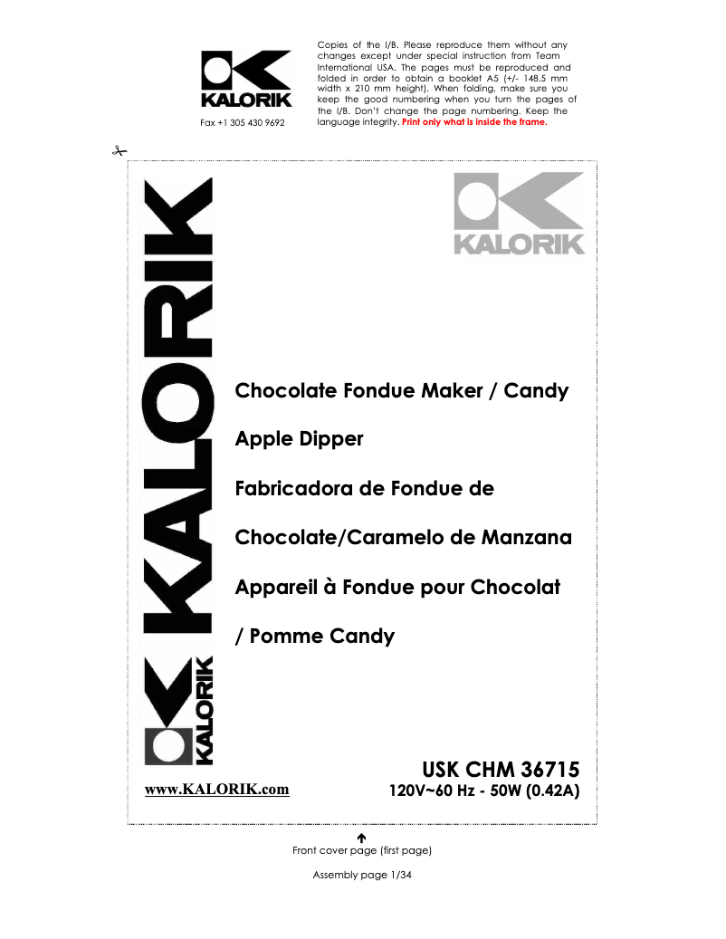 Página 1 del manual Manual de usuario Kalorik CHM 36715 R